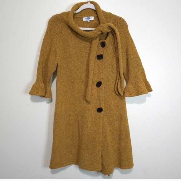 Tibi Sweaters - Tibi Wool Golden Yellow Long Cardigan Sweater Women's Small Button Front Winter